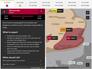 Met Office Red Warning For Wind 18th Feb 2022