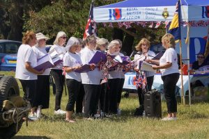 The Jingle Ladies performing on the near the Royal British Legion stand
